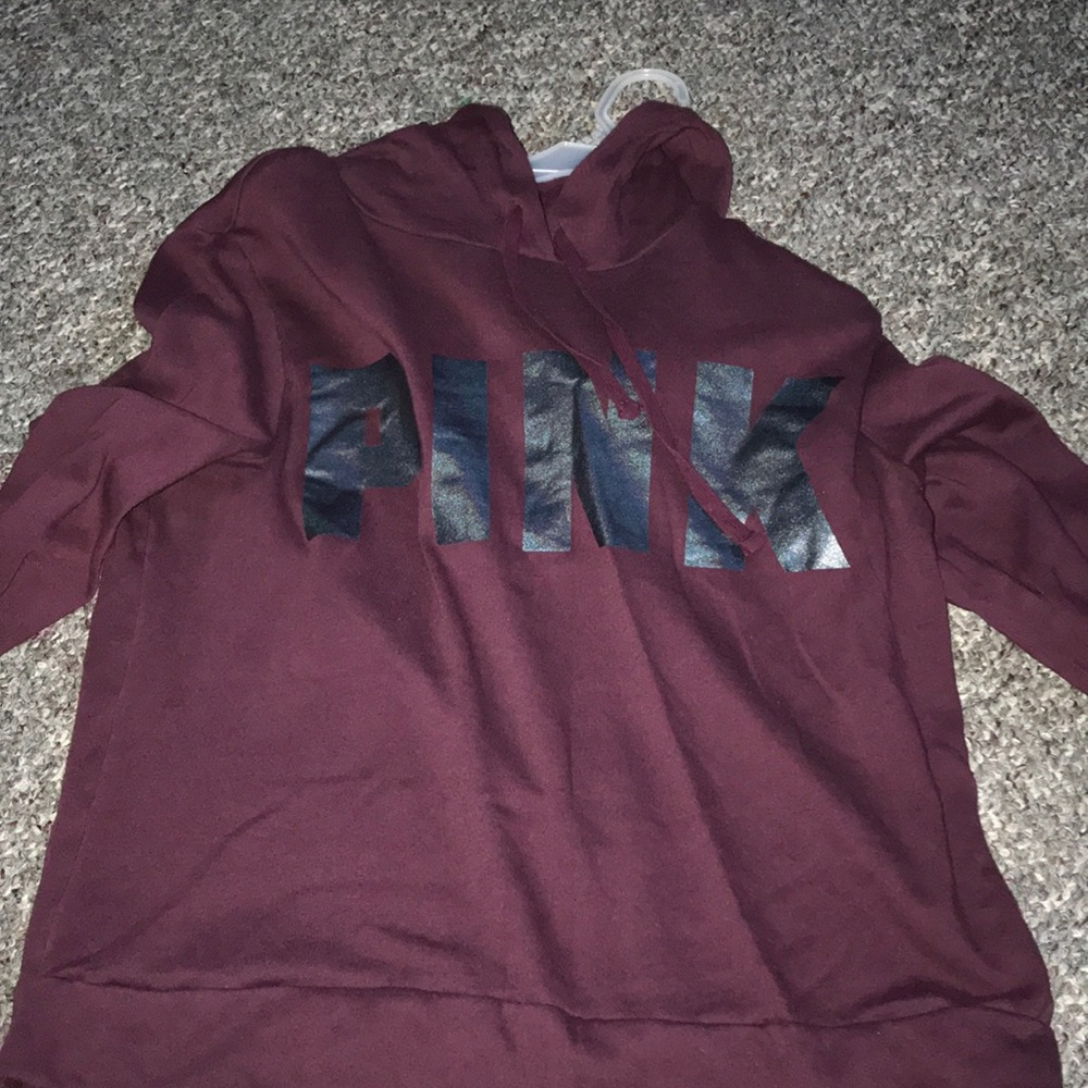 Maroon colored thin PINK hoodie